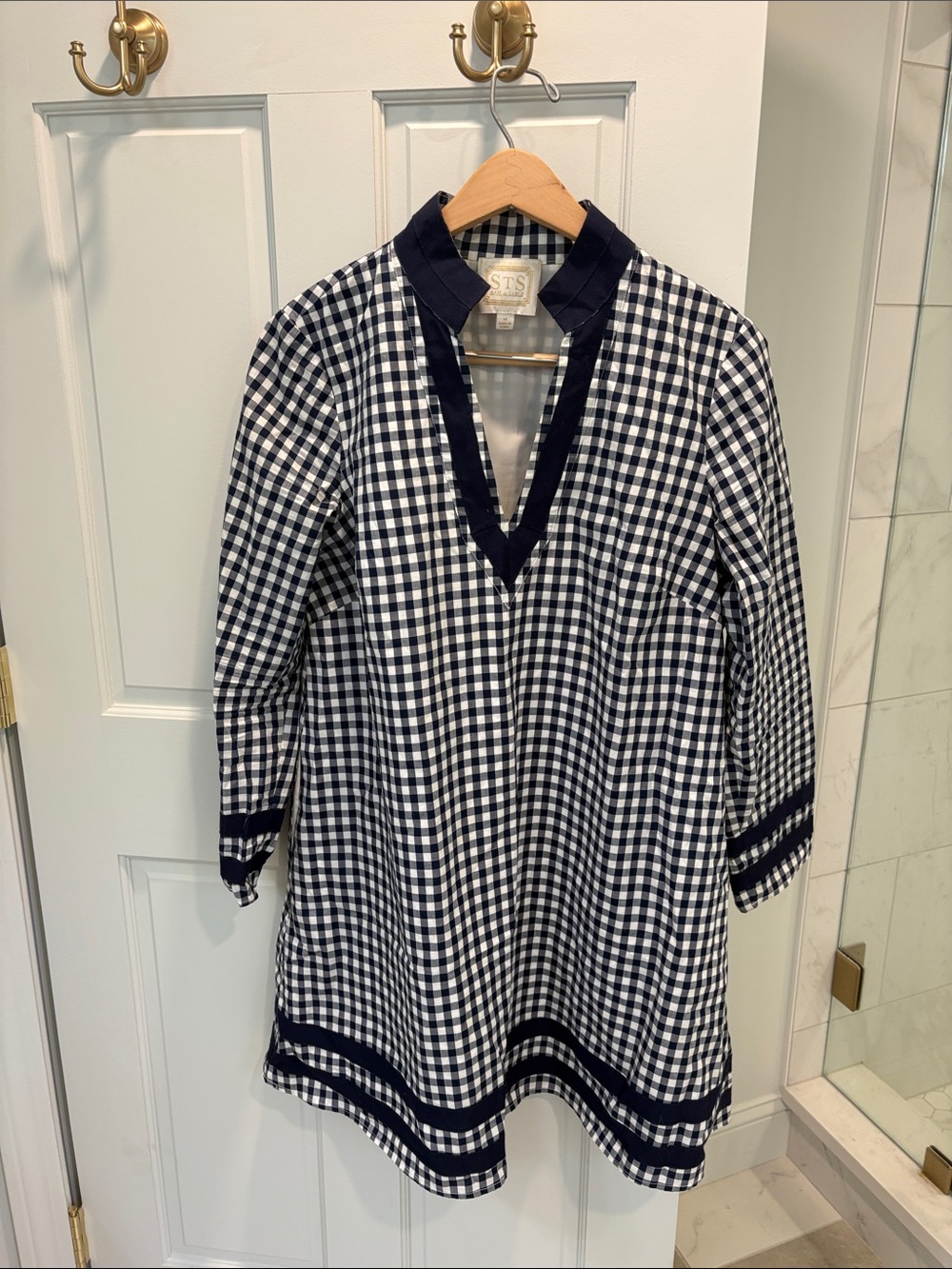 Sail to Sable Navy and White Gingham Tunic Dress